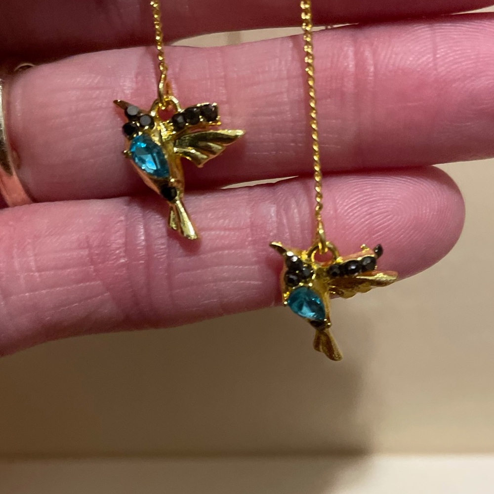 Humming Bird Drop Earrings - Picture 1 of 4